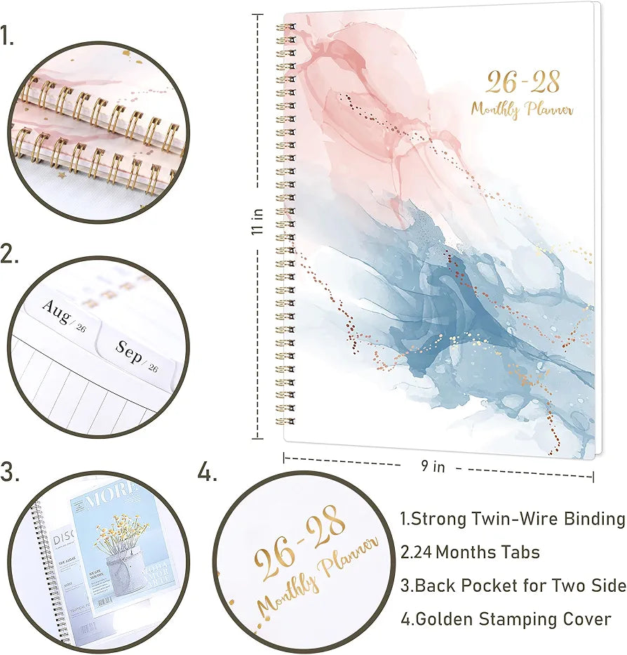 2026-2028 Monthly Planner - 2 Year Monthly Planner from July 2026 to June 2028, Calendar Planners with Tabs, Inner Pocket, 8.5'' x 11''
