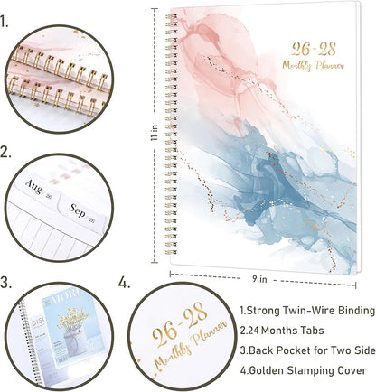 2026-2028 Monthly Planner - 2 Year Monthly Planner from July 2026 to June 2028, Calendar Planners with Tabs, Inner Pocket, 8.5'' x 11''