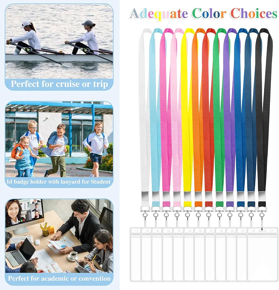 24 Pack Cruise Lanyards with Waterproof Badge Holders, Colorful