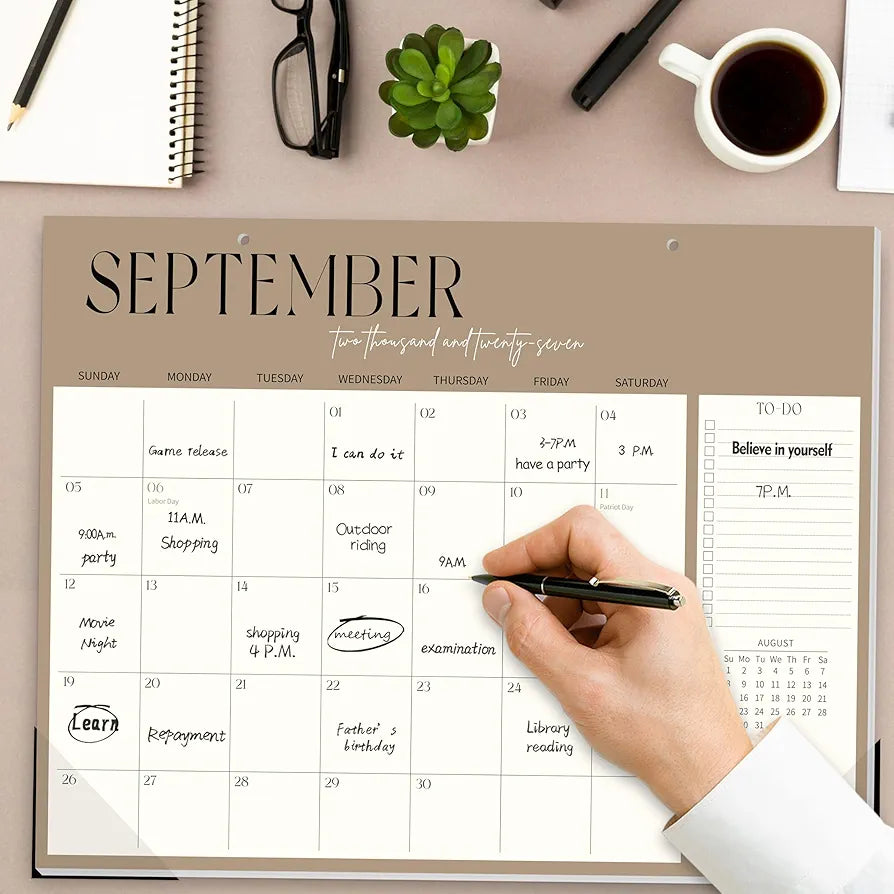 Guasslee Desk Calendar 2026-2027, 19-Month School Year Compact Desktop & Wall Calendar, 14" x 11" Thick Paper Monthly Planner for Small Space, Home Office, Dorm & School