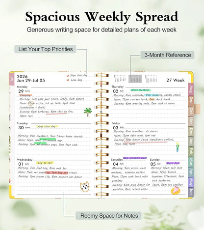 Academic Planner 2026-2027, Hardcover Weekly and Monthly Calendar Planner from July 2026 - June 2027, Daily Agenda Planners with Tabs, College School Organizer for Student Teacher, A5 , Insect Garden