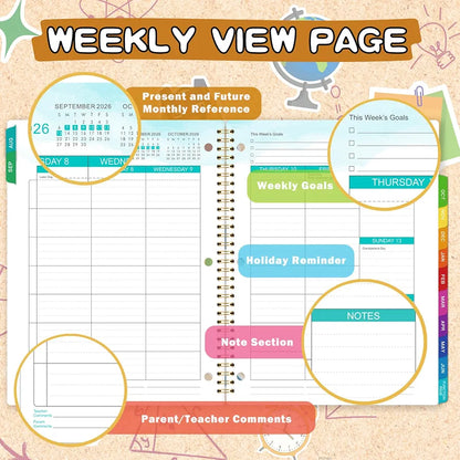 Student Planner 2026-2027 - Academic Planner 2026-2027, Aug. 2025 - Jun. 2026, 8.5'' x 11'', School Planners with Stickers, Week's Goals, Tabs and 3-Hole Punched, Good For Academic Year