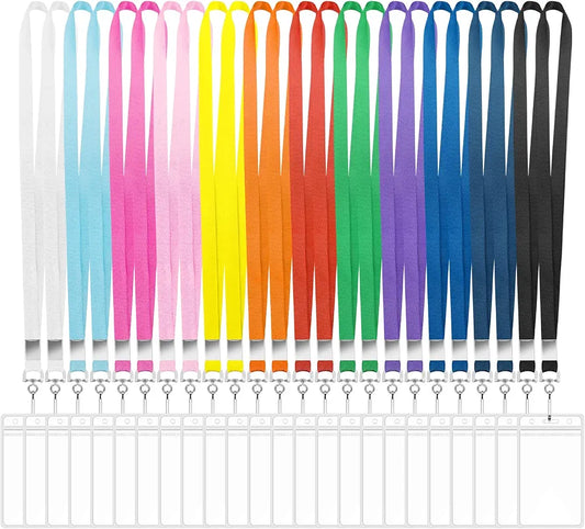24 Pack Cruise Lanyards with Waterproof Badge Holders, Colorful