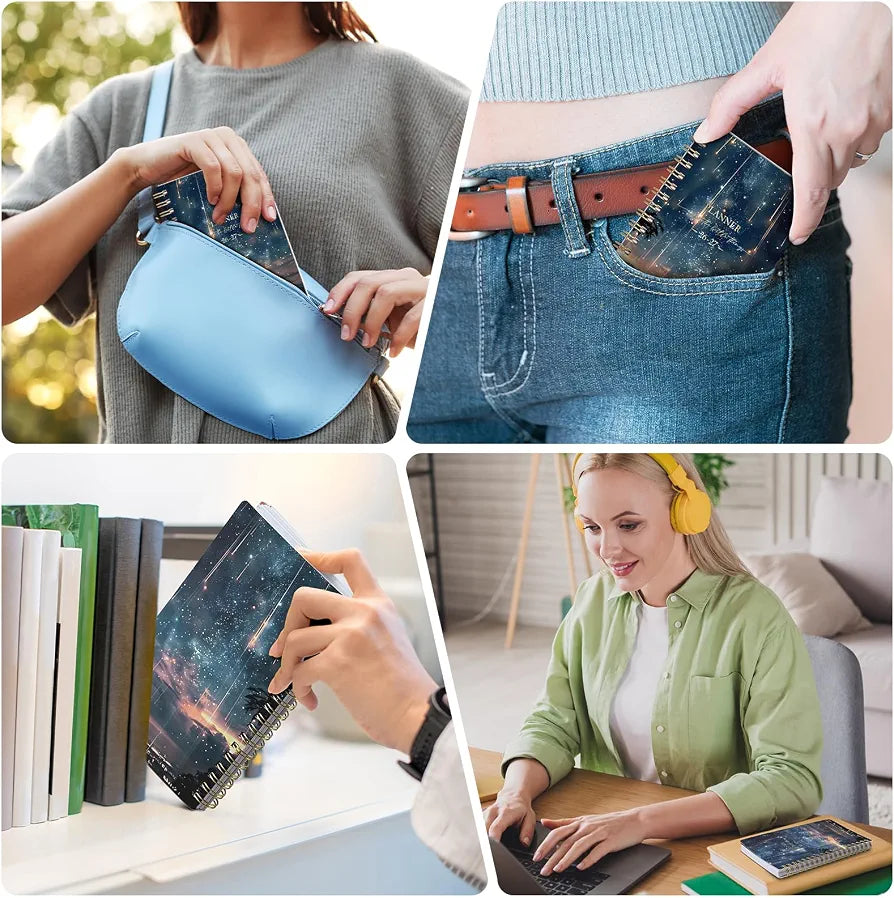 Pocket Calendar 2026-2027 - Pocket Planner 2026-2027, Jul. 2026 - Jun. 2027, 4.1'' × 6.8'', Weekly & Monthly Pocket Planner for Purse, Pocket Planner with 12 Colourful Monthly Tabs, Strong Twin-wire Binding, Galaxy Cover