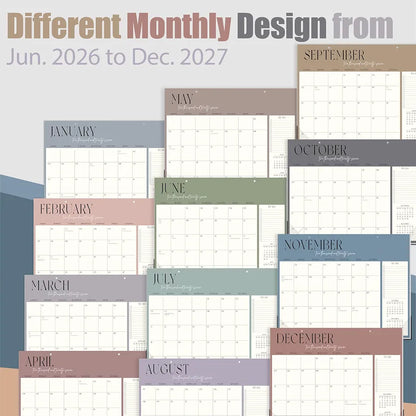 Guasslee Desk Calendar 2026-2027, 19-Month School Year Compact Desktop & Wall Calendar, 14" x 11" Thick Paper Monthly Planner for Small Space, Home Office, Dorm & School