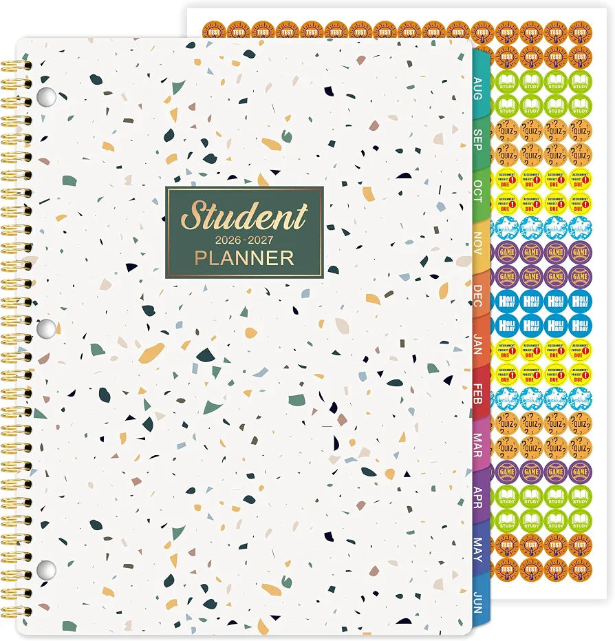 Student Planner 2026-2027 - Weekly and Monthly Planner 2026-2027 with Colorful Tabs & Stickers, Aug. 2026 - June 2027, 9" x 11", School Planner for Middle or High School