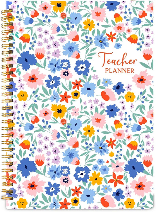 Teacher Planner 2026-2027, Undated Lesson Planner 7x10 Inch Blue Floral