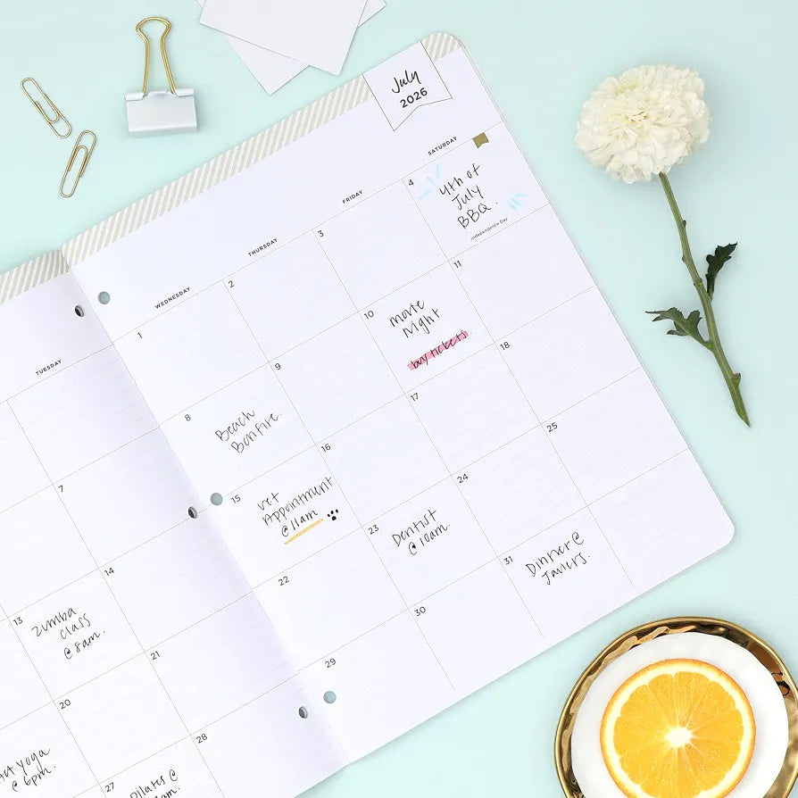 Blue Sky Day Designer 2026-2028 Monthly Academic Year 24 Month Planner Calendar, July 2026 - June 2028, 8.5" x 11", Flexible Cover, Stapled Binding, Orange Blossom Mint