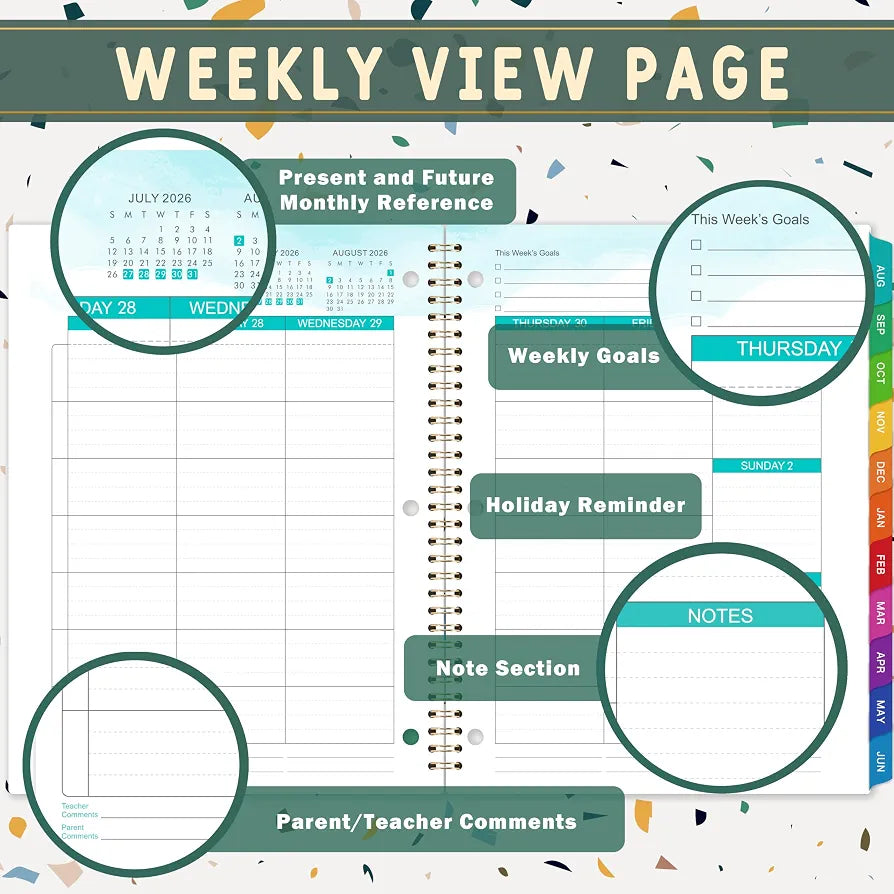 Student Planner 2026-2027 - Weekly and Monthly Planner 2026-2027 with Colorful Tabs & Stickers, Aug. 2026 - June 2027, 9" x 11", School Planner for Middle or High School