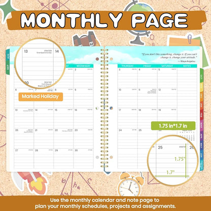 Student Planner 2026-2027 - Academic Planner 2026-2027, Aug. 2025 - Jun. 2026, 8.5'' x 11'', School Planners with Stickers, Week's Goals, Tabs and 3-Hole Punched, Good For Academic Year