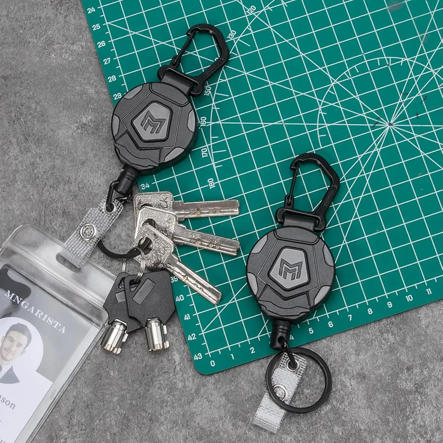 MNGARISTA 8-Pack Retractable Keychain, Heavy Duty Carabiner Badge Holder, Tactical ID Badge Reel with 31.5” Steel Retractable Cord, 8.0 oz