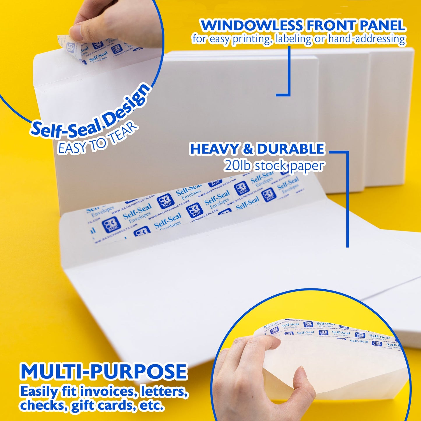 #6 3/4 Self-Seal White Envelopes (65/Pack)