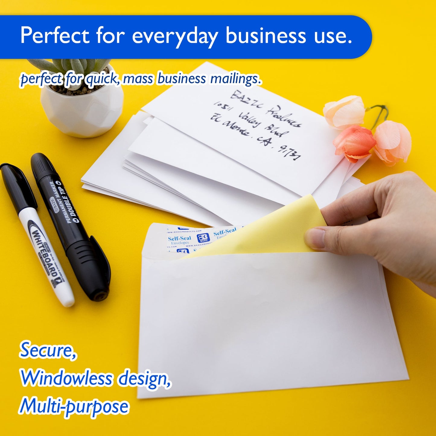 #6 3/4 Self-Seal White Envelopes (65/Pack)