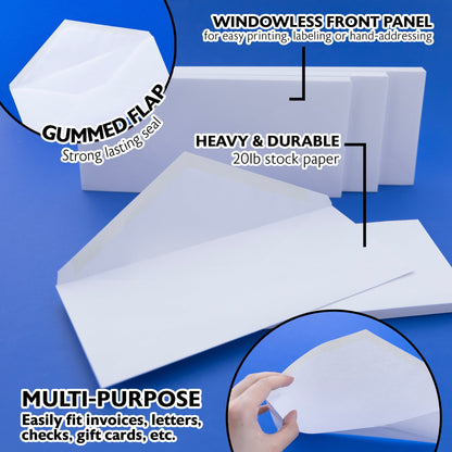 #10 White Envelopes w/ Gummed Closure (50/Pack)