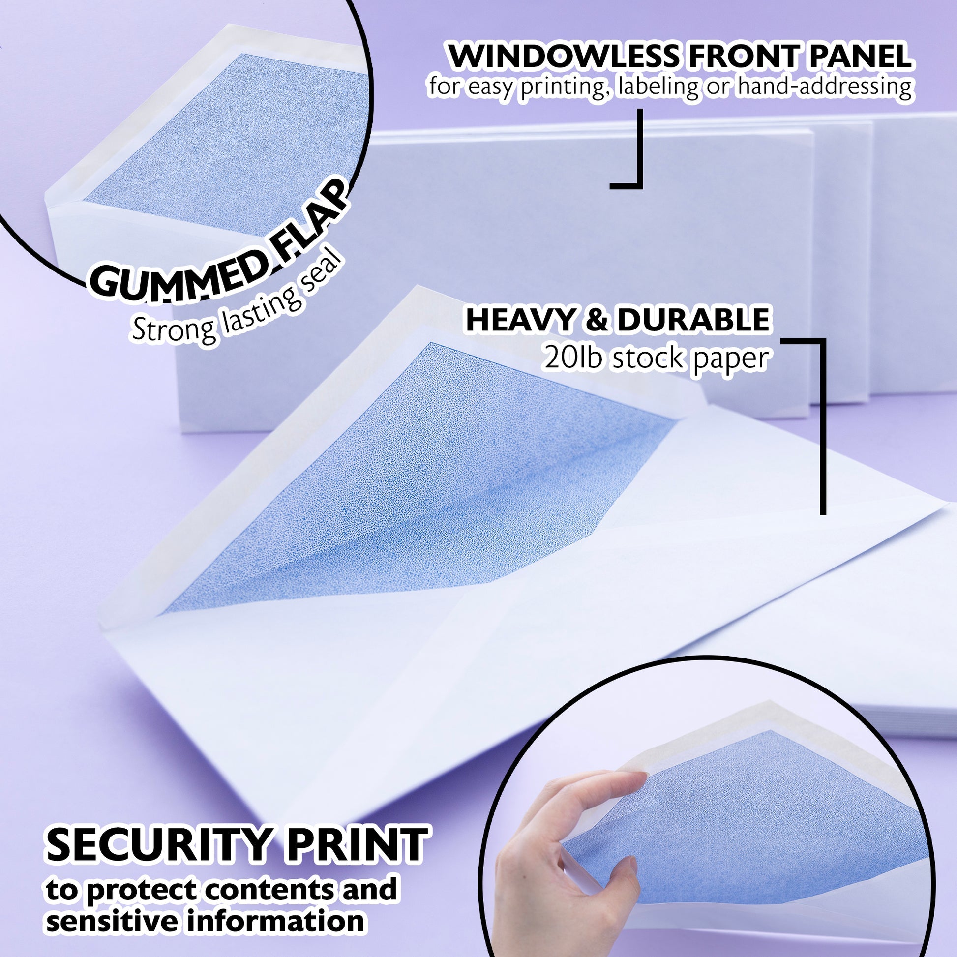 #10 Security Envelopes w/ Gummed Closure (40/Pack)