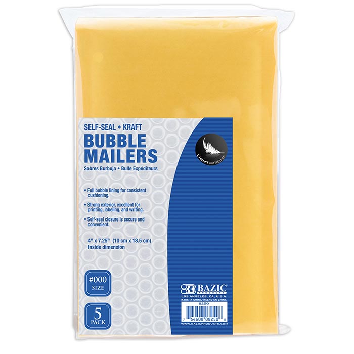 #000 Self-Seal Bubble Mailers, 4 x 7.25 in