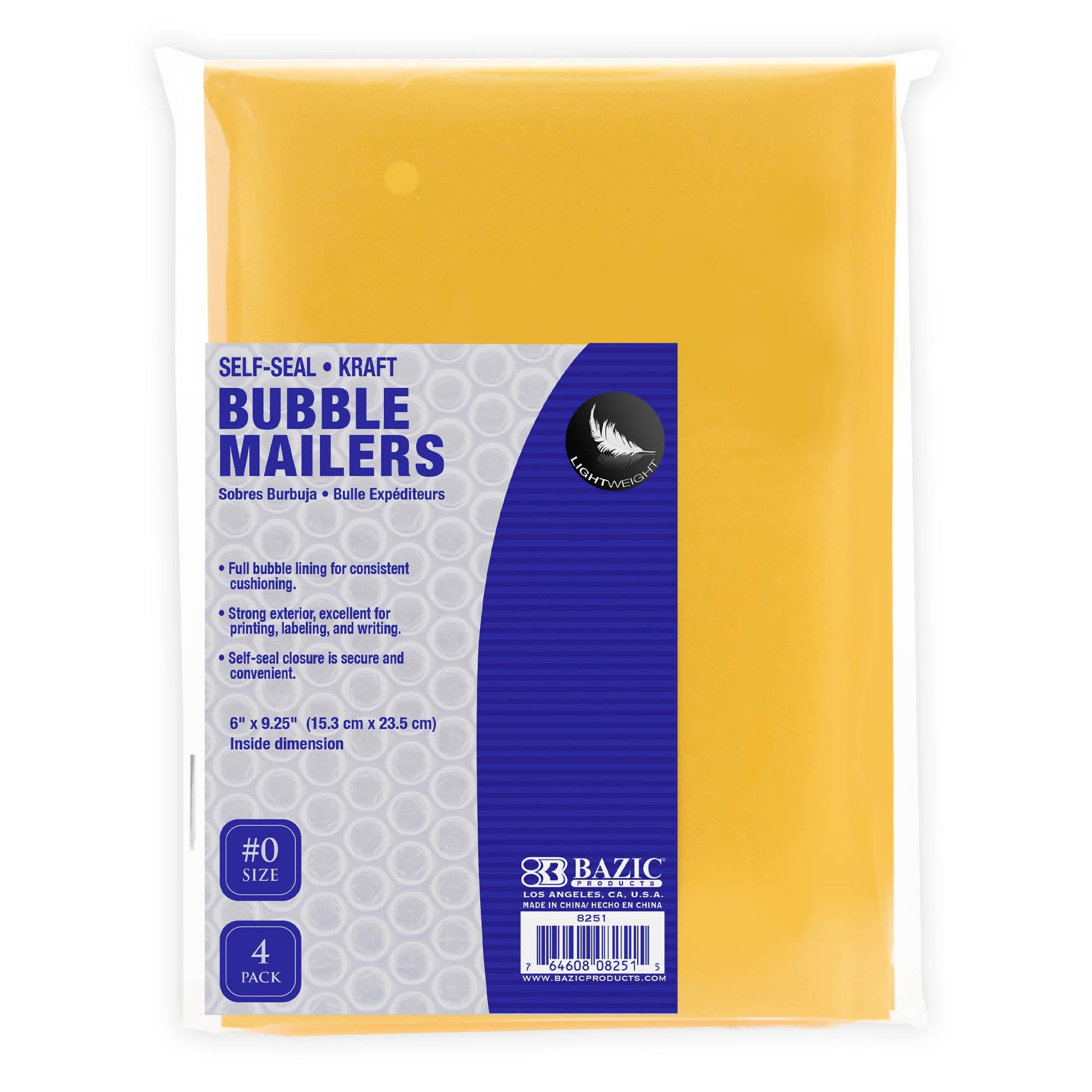 #0 Self-Seal Bubble Mailers, 6 x 9.25 in