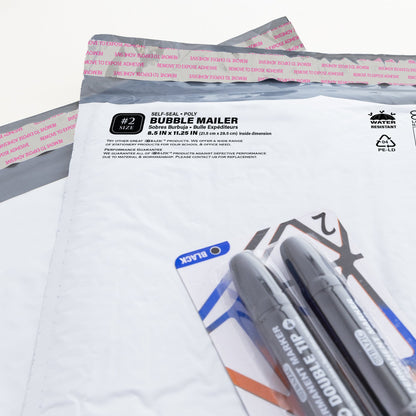 #2 Poly Bubble Mailers, 8.5 x 11.25 in