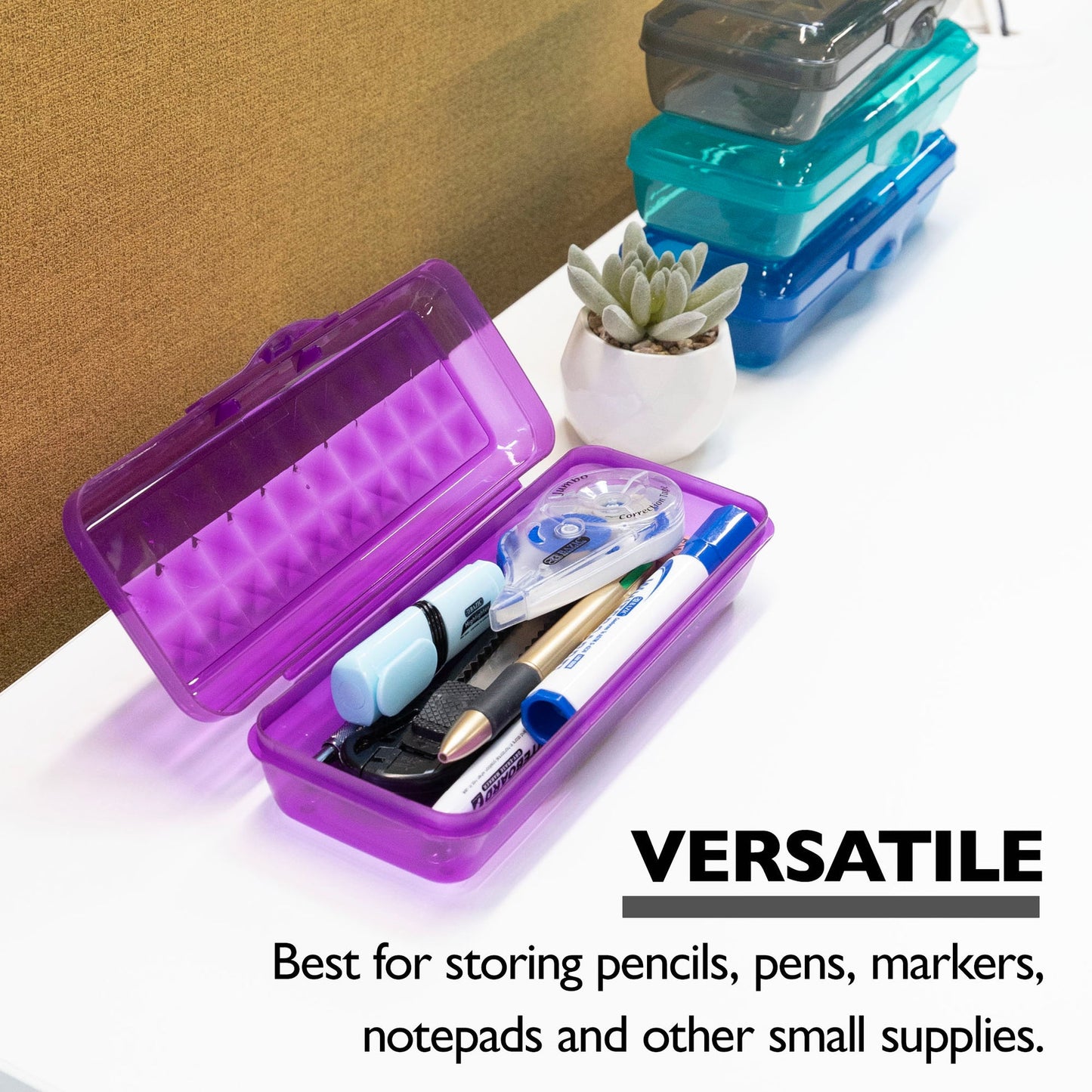 LUCENT Translucent Pencil Box, Stackable