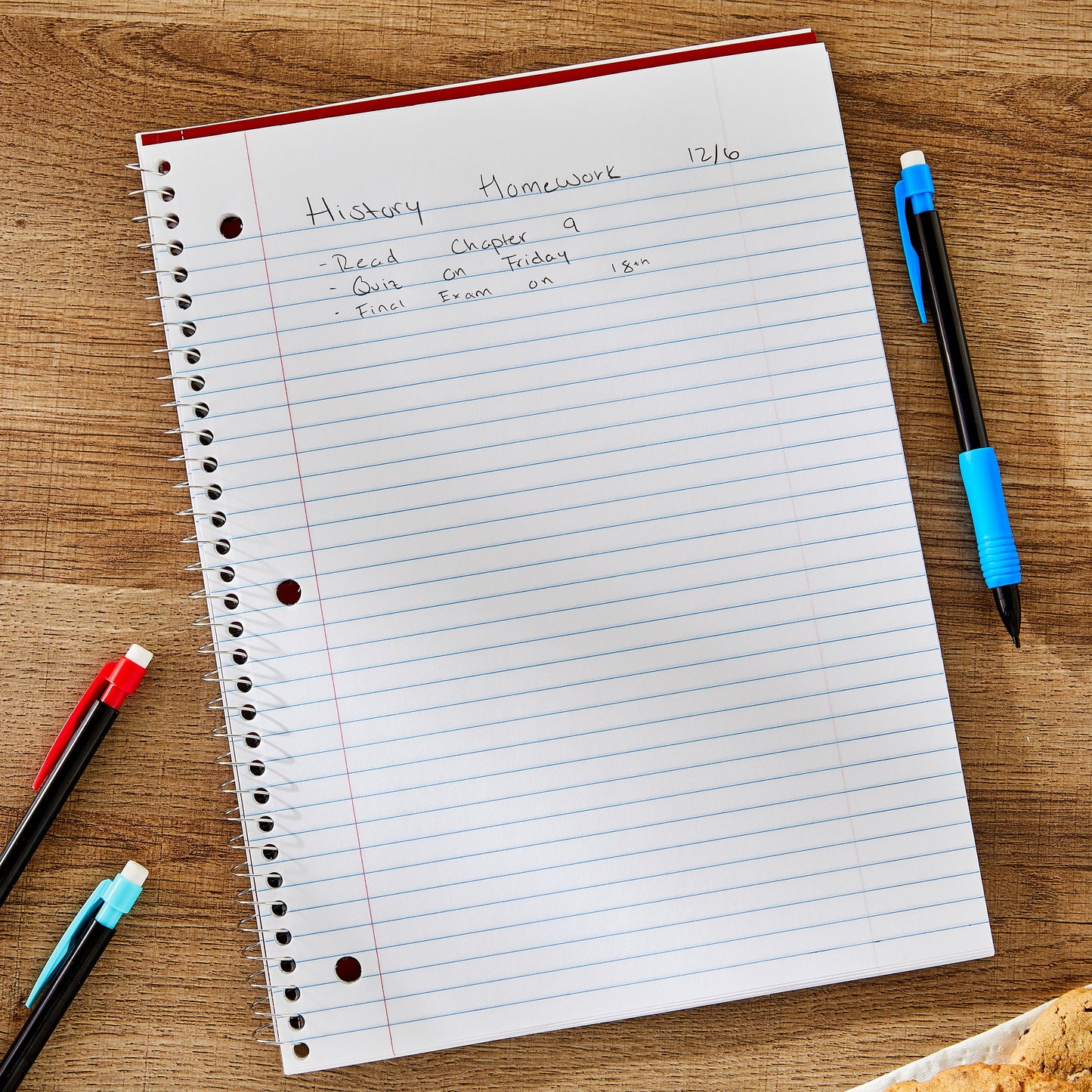 Pen+Gear College Ruled 1-Subject Notebook, 8" x 10.5", Red, 70 Sheets