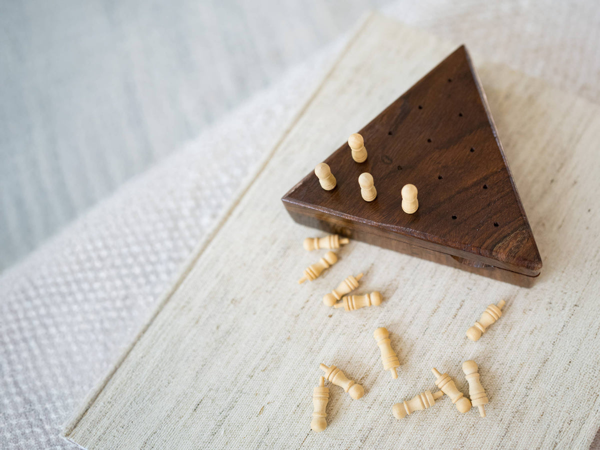 Triangle Peg Board Game - Handcrafted Wood