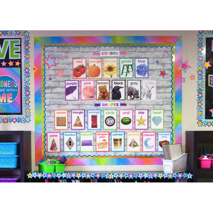 Colorful Photo Shapes & Colors Cards Bulletin Board