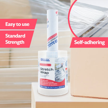 Clear Stretch Wrap Film with Handle, 5 in x 1000 ft