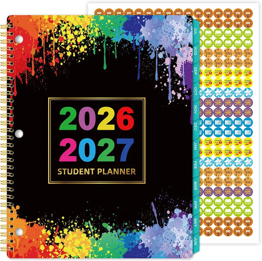 Student Planner 2026-2027 - Academic Organizer July 2026 - June 2027, 9" x 11", School Planner 2026-2027 With Stickers, 12 Monthly Tabs - Perfect for School Year