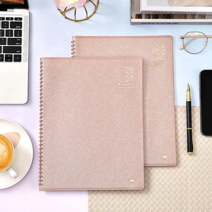 2026-2027 Monthly Planner - 2026-2027 9'' x 11'' Monthly Planner/Calendar from JUL. 2026 - DEC. 2027, 12-Months Calendar Spiral Bound with Soft Leather Cover, 15 Note Pages, Tabs, Inner Pocket