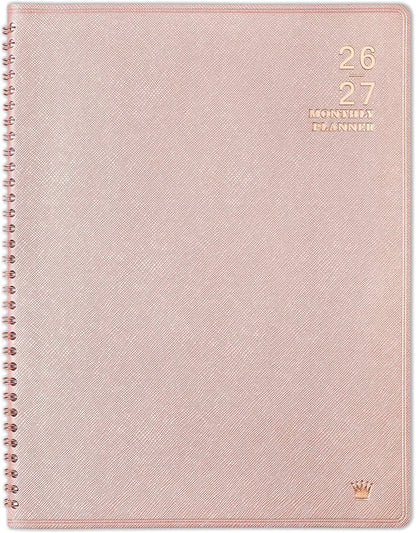 2026-2027 Monthly Planner - 2026-2027 9'' x 11'' Monthly Planner/Calendar from JUL. 2026 - DEC. 2027, 12-Months Calendar Spiral Bound with Soft Leather Cover, 15 Note Pages, Tabs, Inner Pocket