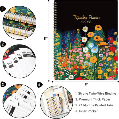 2026-2028 Monthly Planner - 2026-2028 Planner from July 2026 to June 2028, Monthly Planners 8.5'' x 11'', 24 Months with Tabs, Back Pocket