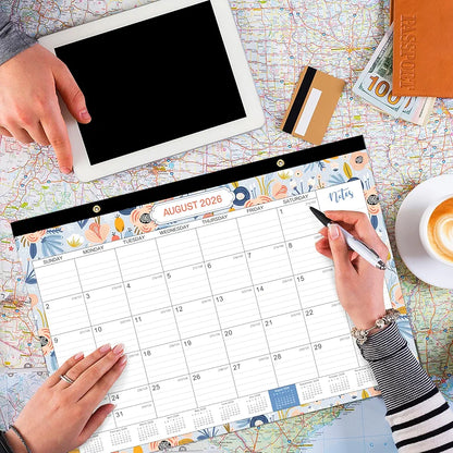 Coboll Desk Calendar 2026-2027 for Office & Home, Thick Paper, Jul 2026-Dec. 2027, Corner Protectors, Ruled Blocks, To-Do Notes, Monthly Desktop Desk/Wall Planner, Large Month View - Green, 12 x 17
