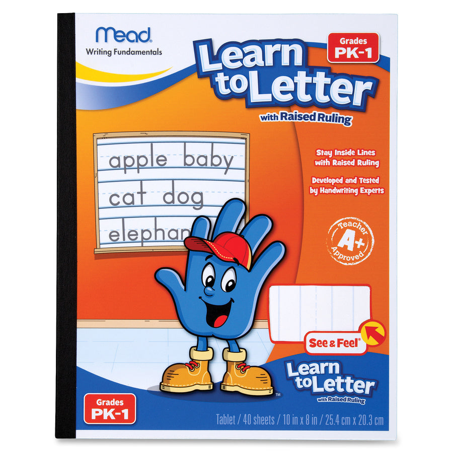Mead Learn to Letter Primary Journal with Raised Ruling, Manuscript Format, Orange/White/Blue Cover, (40) 10 x 8 Sheets [MEA48122]