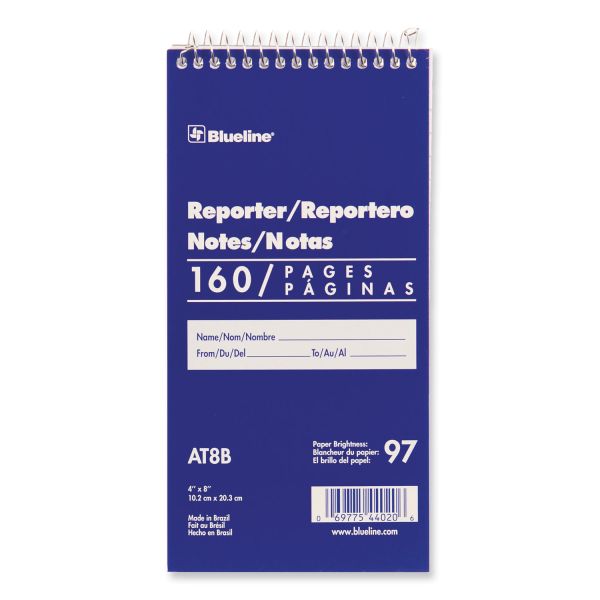 Blueline Reporters Note Pad, Blue Cover, Medium/College Rule, (80) White 4 x 8 Sheets