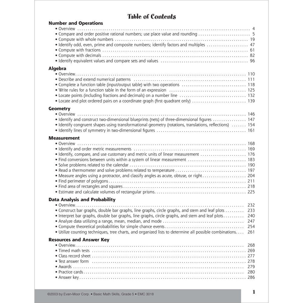 Basic Math Skills, Teacher Resource Book Grade 5 eBook (PDF)