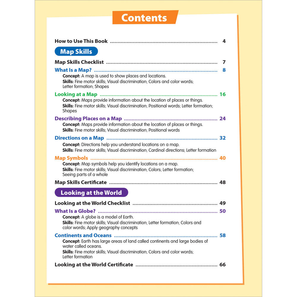 Skill Sharpeners: Geography Workbook Grade K Paperback