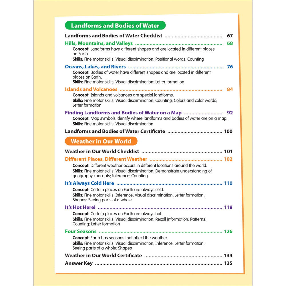 Skill Sharpeners: Geography Workbook Grade K Paperback