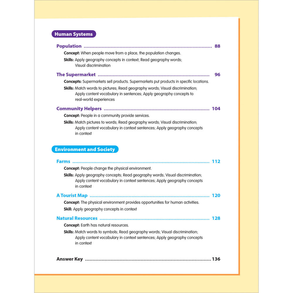 Skill Sharpeners: Geography Workbook Grade 1 Paperback