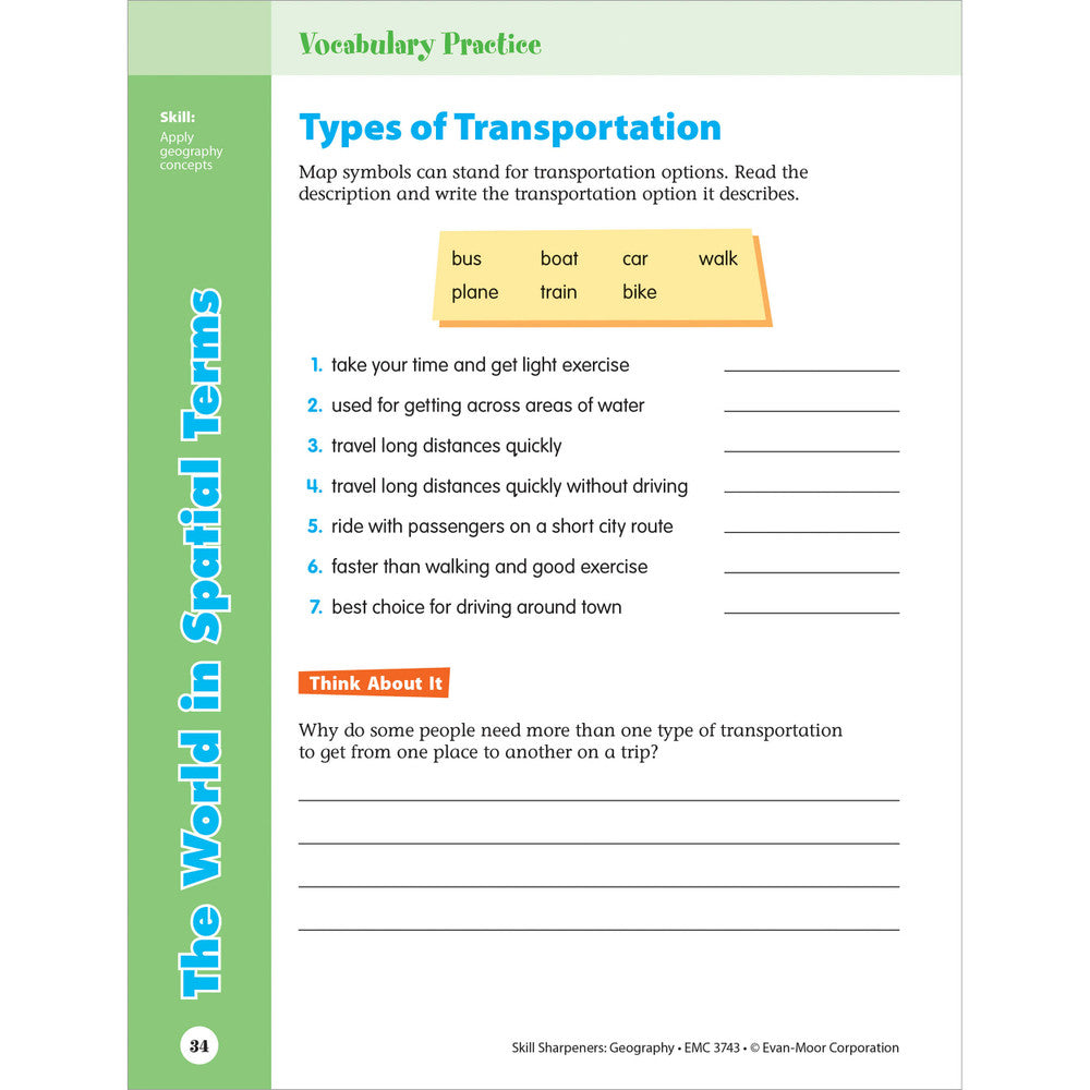 Skill Sharpeners: Geography Workbook Grade 3 Paperback