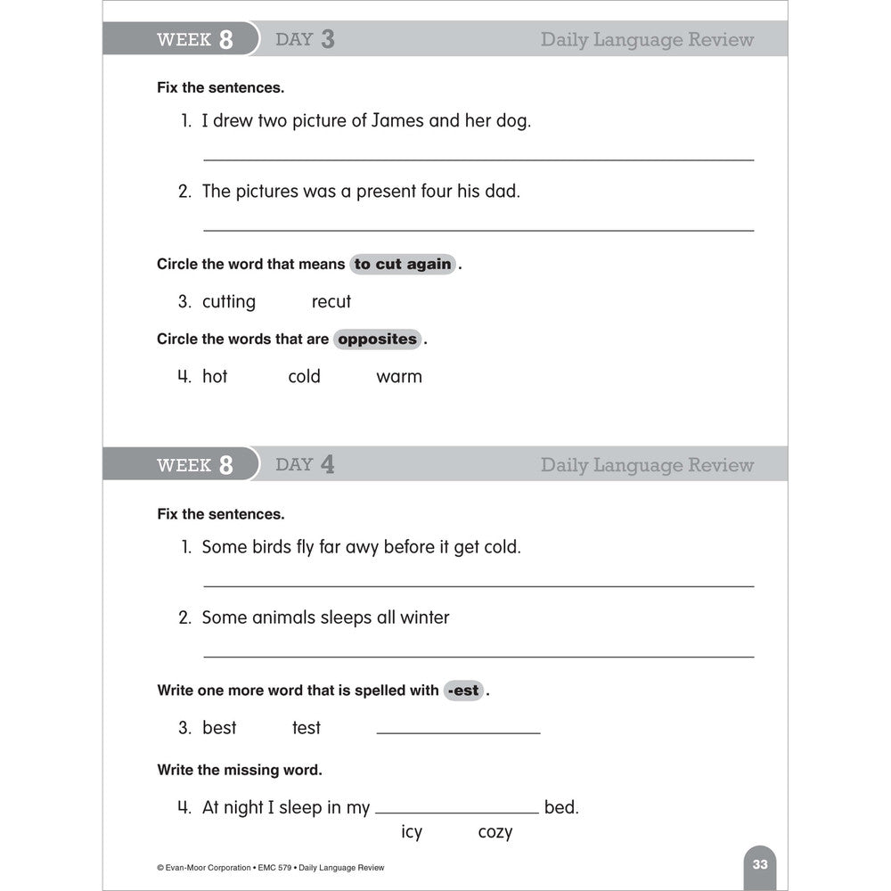 Daily Language Review, Teacher Resource Book Grade 1 Paperback
