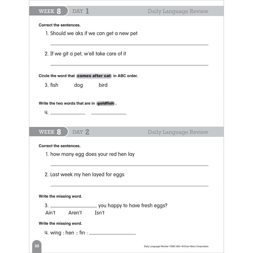 Daily Language Review, Teacher Resource Book Grade 2 Paperback