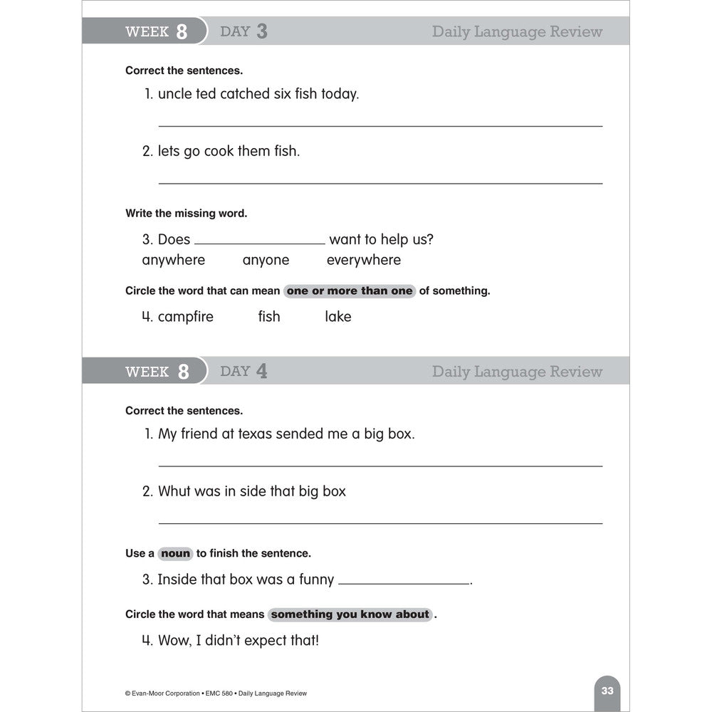 Daily Language Review, Teacher Resource Book Grade 2 Paperback
