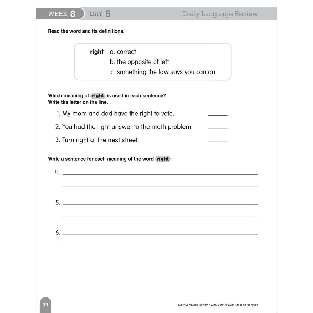 Daily Language Review, Teacher Resource Book Grade 2 Paperback