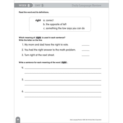 Daily Language Review, Teacher Resource Book Grade 2 Paperback