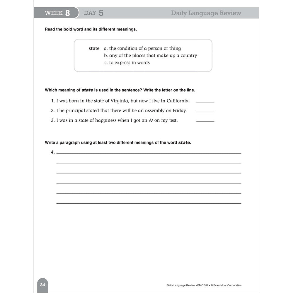 Daily Language Review, Teacher Resource Book Grade 4 Paperback