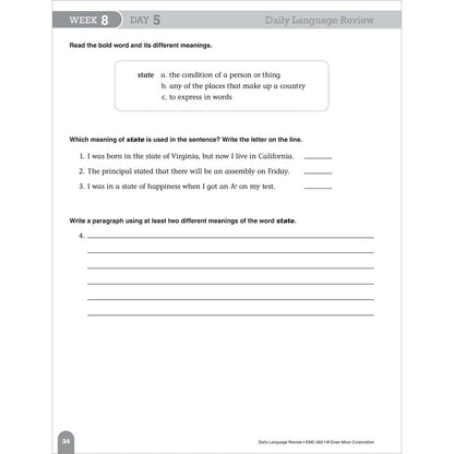 Daily Language Review, Teacher Resource Book Grade 4 Paperback