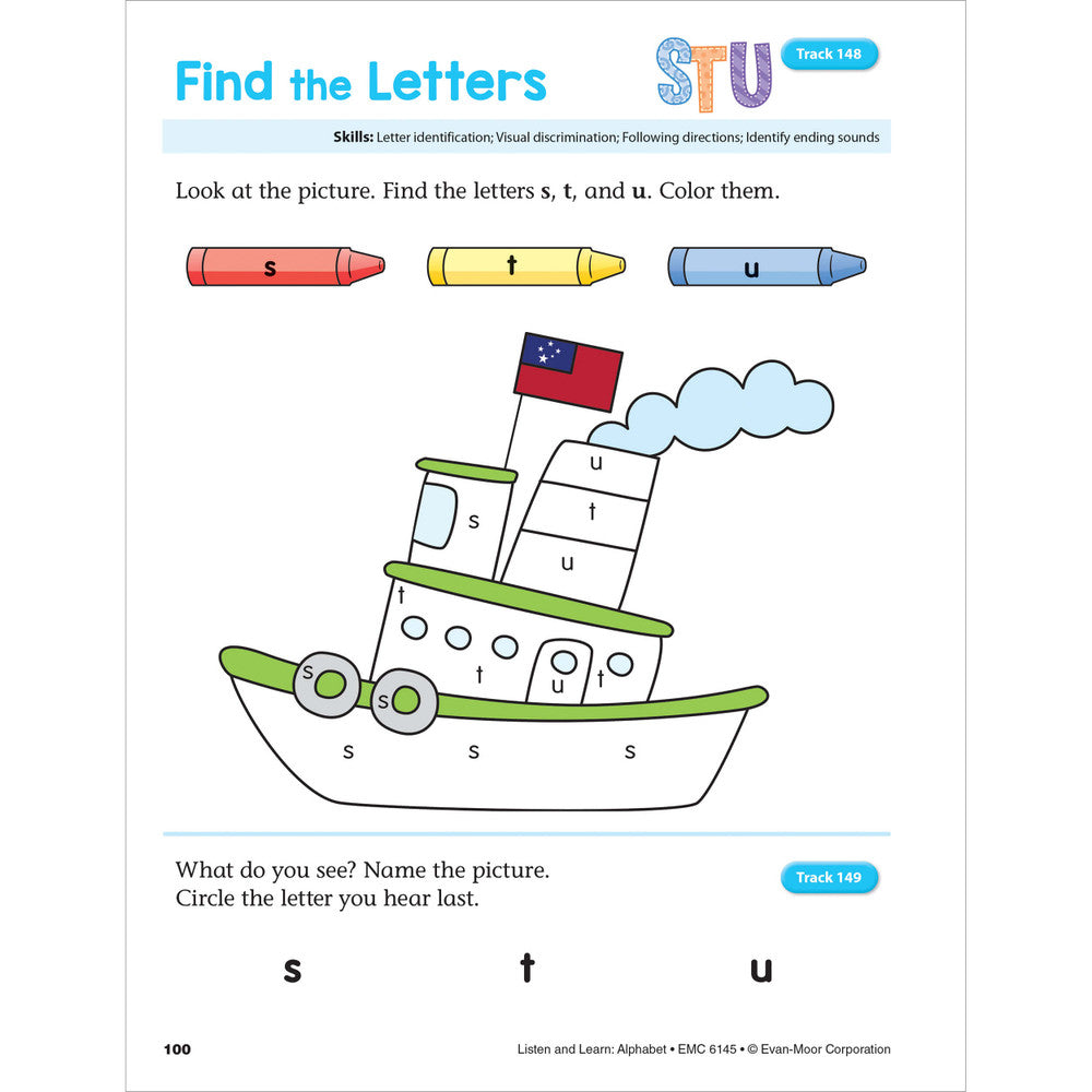 Listen and Learn: Alphabet Activity Book Grade K Paperback
