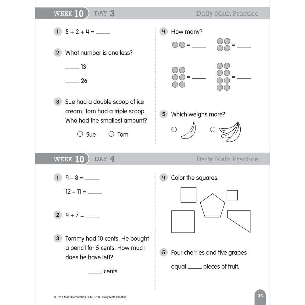 Daily Math Practice, Teacher Resource Book Grade 1 Paperback