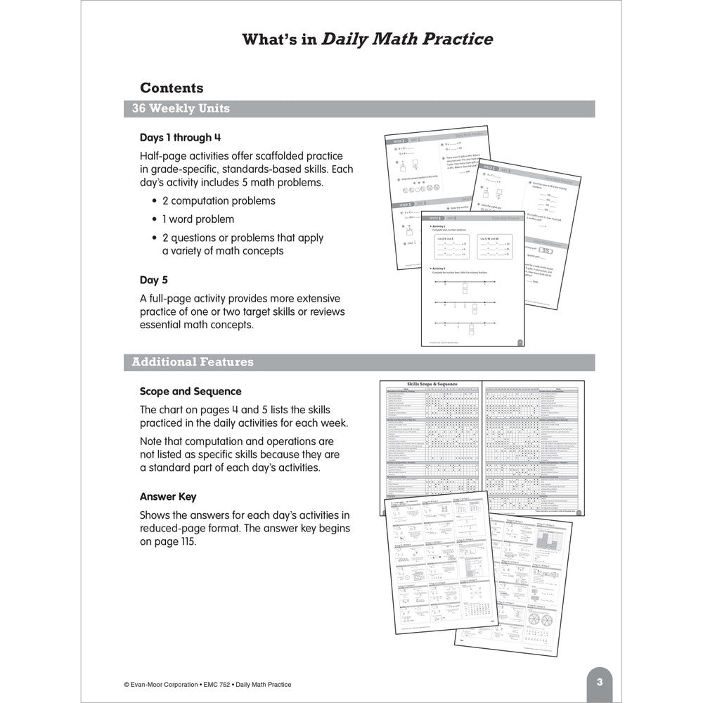 Daily Math Practice, Teacher Resource Book Grade 3 Paperback