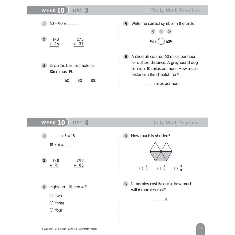 Daily Math Practice, Teacher Resource Book Grade 3 Paperback